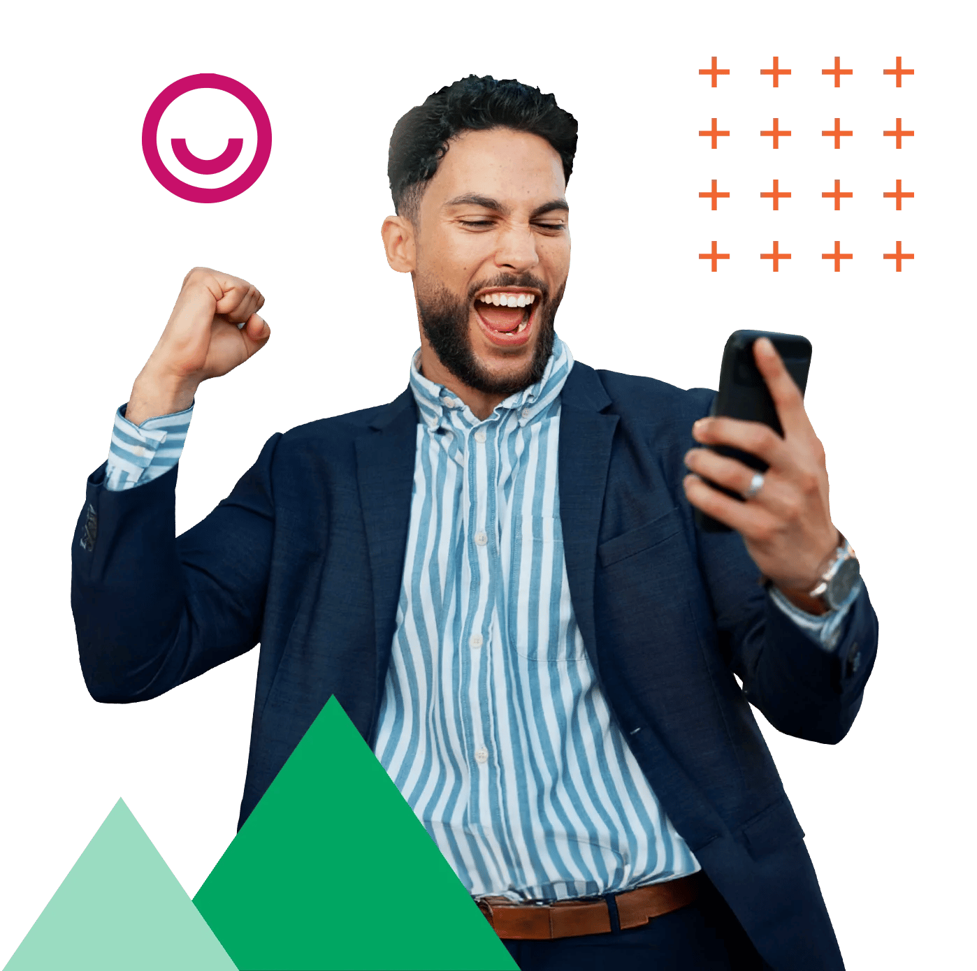 Man-celebrating-with-phone